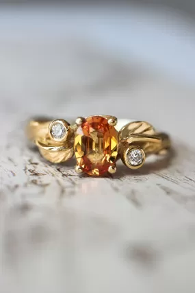 Branch engagement ring with orange sapphire and diamonds / Arius