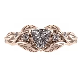 Clematis | branch engagement ring setting, trillion gemstone with accents gemstones