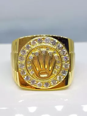 Crown Diamond Men's Ring 14K Gold