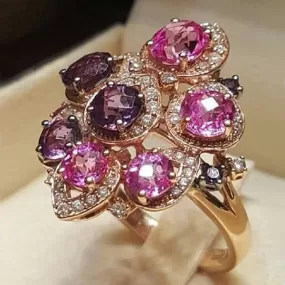 Elegant Big Purple Flower Ring