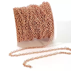 Rose Gold Stainless Chain, Round 3.5x0.6mm Open Links, 20 Meters on a Spool, #1910 RG