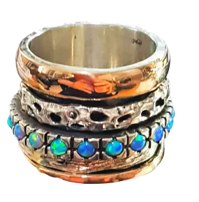 Unique Spinner Rings spinner ring with opals Sterling silver & gold